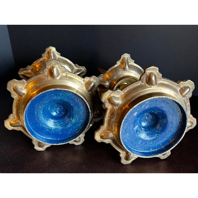 Vintage Pair of Hanging Two Tiered Brass Peacock Diyas For Sale - Image 11 of 12
