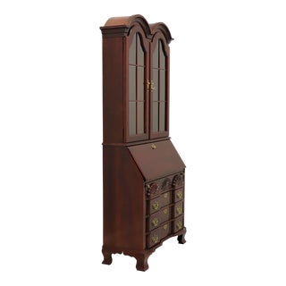 Jasper "Legacy" Cherry Chippendale Bonnet Top Block Front Secretary Desk For Sale