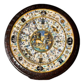 Large Plate in Cantagalli Porcelain, Italy, 19th Century For Sale