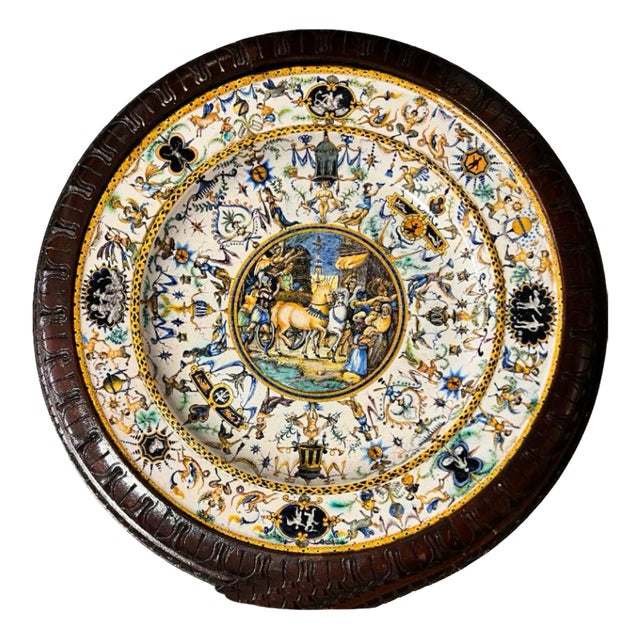 Large Plate in Cantagalli Porcelain, Italy, 19th Century For Sale