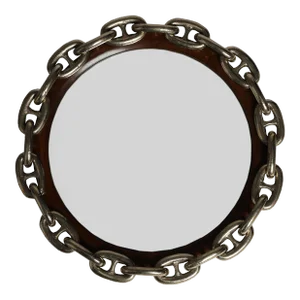 1960s Brass Nautical Chain and Teak Wall Mirror