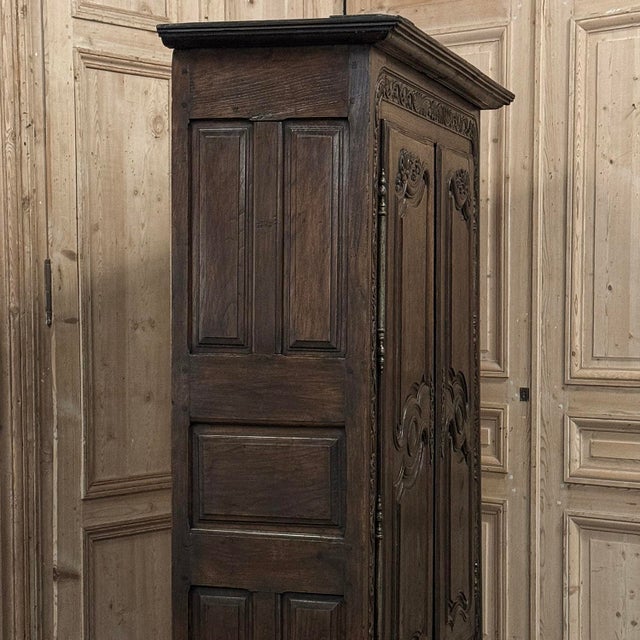 18th Century Country French Normandy Carved Oak Armoire For Sale - Image 12 of 18