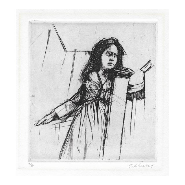 1967 Sigmund Abeles at the Top of the Stairs Etching For Sale