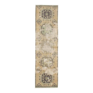 Distressed Vintage Washed Out Runner Rug - 3`1" X 11`0" For Sale