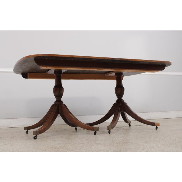 Baker Mahogany Inlaid Double Pedestal Dining Table For Sale In Philadelphia - Image 6 of 17