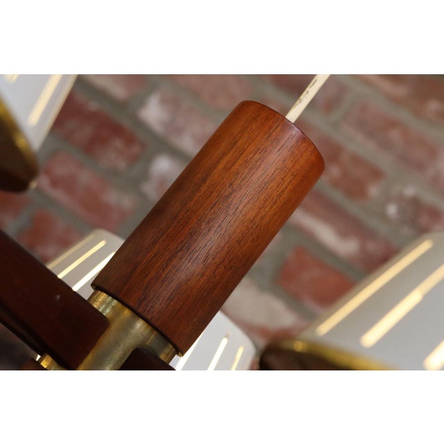 Mid-Century American Modern Walnut and Brass Chandelier Pendant by Imperialites For Sale - Image 16 of 18