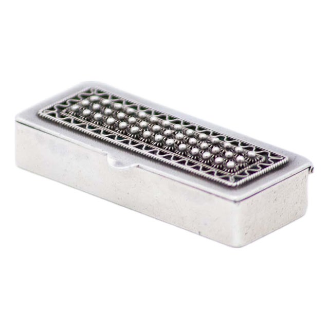 Rectangular Pill Box with Pearly Reliefs For Sale