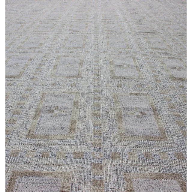 Very Large Scandinavian Flat-Weave Design Rug With Geometric All-Over Design For Sale In Atlanta - Image 6 of 12