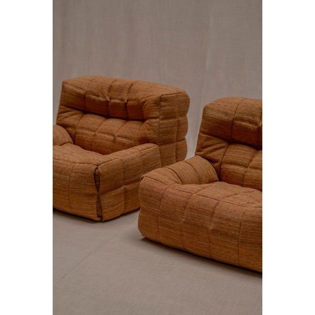 A beautiful and authentic vintage set of two Kashima easy chairs, designed by Michel Ducaroy for Ligne Roset in 1973....