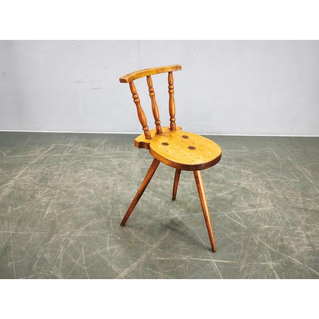 An authentic handcrafted primitive chair produced in Czechoslovakia during the 1940s. Expertly made from solid beech wood,...
