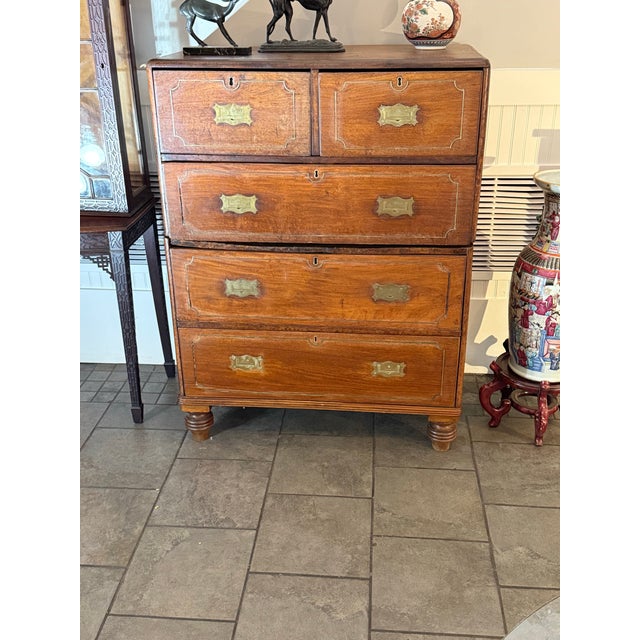 Metal Early 19th Century Fantastic English Campaign Chest For Sale - Image 7 of 12