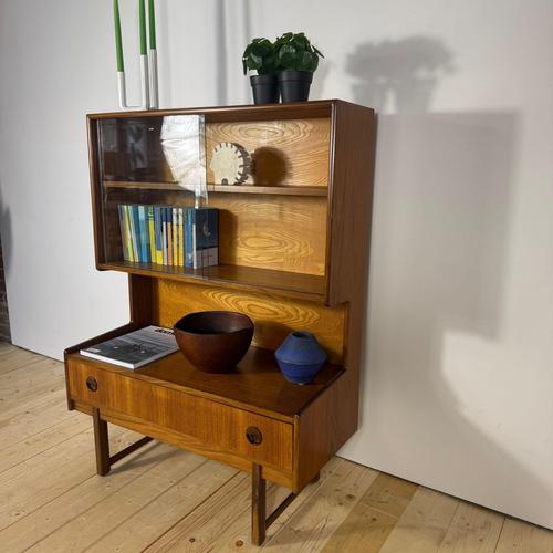 Vintage Teak Bookcase with Glass Doors - Mid-Century Scandinavian Elegance