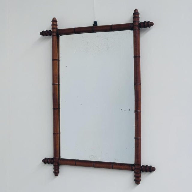 Antique Faux Bamboo Mirror, France For Sale - Image 9 of 14