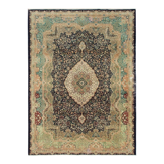 Large Vintage Tabriz Wool Rug - 9`8" X 13`1" For Sale