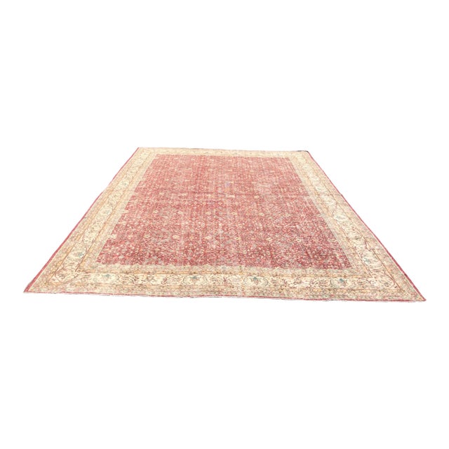 Oversized Vintage Hand Knotted Oushak Rug - 146" X 170" For Sale