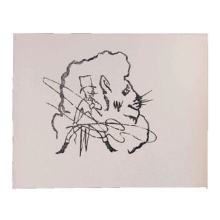 Mino Maccari, The Tamer of Lions, Original Linocut, 1951 For Sale