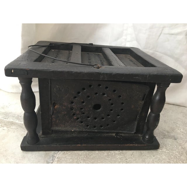 Antique 19th Century Wood and Punched Tin Foot Warmer For Sale - Image 4 of 12