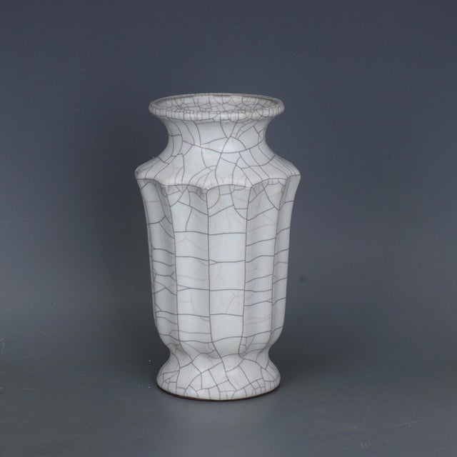 Chinese Ceramic Vase Guan Ware Crackle Glaze Celadon Vase For Sale In Seattle - Image 6 of 9