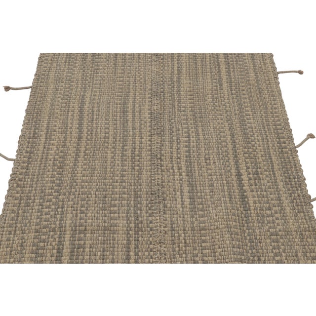 Rug & Kilim Rug & Kilim's Accent Kilim, Beige and Gray Textural Stripes For Sale - Image 4 of 8