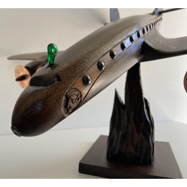 Lockheed Constellation Airplane Sculpture Model in Carved Wood, 1940 For Sale - Image 13 of 18