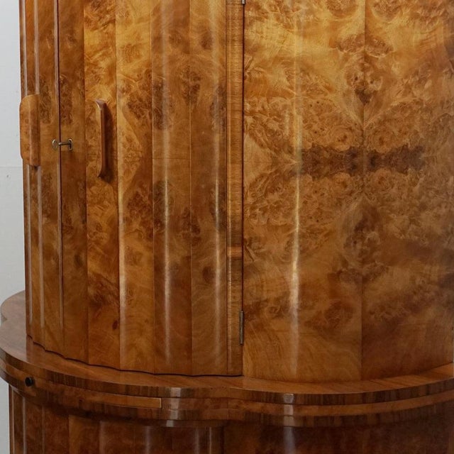 Half-Moon Cabinet in Burr Walnut by Harry & Lou Epstein, 1930s For Sale - Image 15 of 17