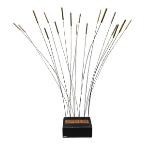 Ray Berger Brutalist Mid-Century Modern Vintage Cattail Mixed Metal Kinetic Art Sculpture