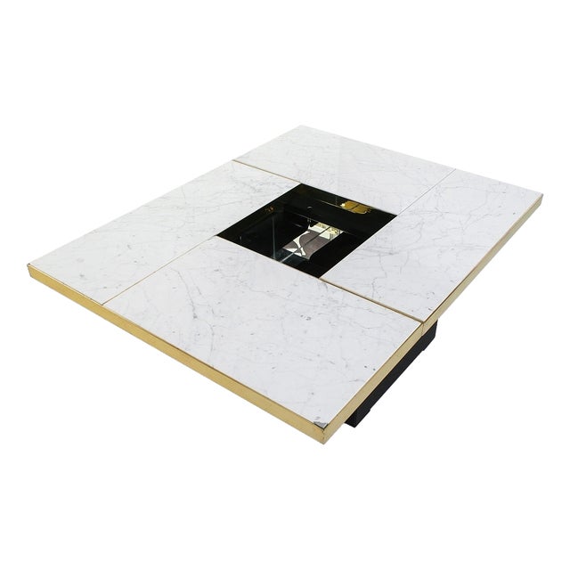Marble and Brass Hidden Bar Coffee Table by Paul Michel, 1970s For Sale