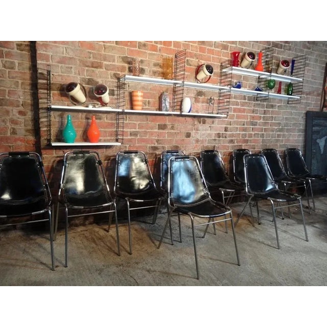 Mid-Century Modern Black Leather Les Arcs Chairs by Charlotte Perriand for Delvera, 1968, Set of 12 For Sale - Image 3 of 5