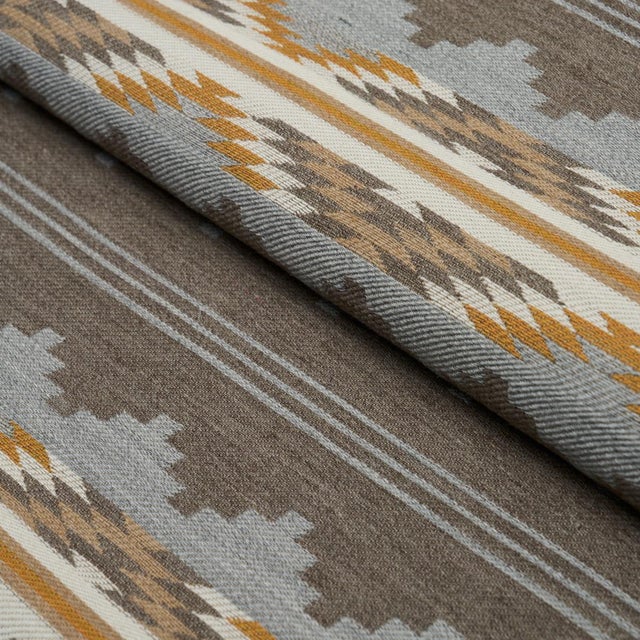 Schumacher Sample - Schumacher Monsoon Fabric In Neutral For Sale - Image 4 of 6