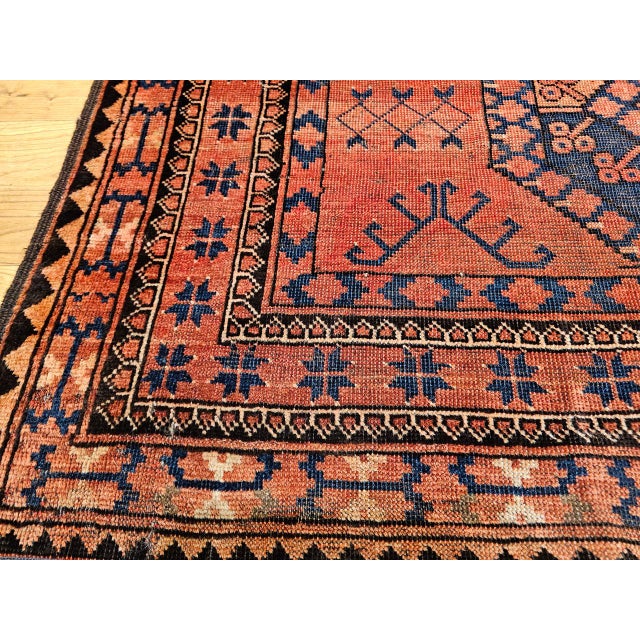 Vintage Turkmen Ersari in Allover Geometric Pattern in Red, Blue, Navy, Brown For Sale - Image 12 of 14