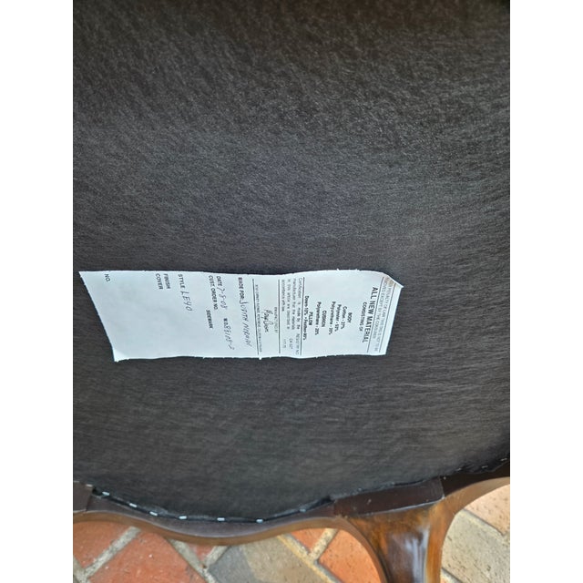 1990s Marge Carson Boudoir Lounge Accent Chair French Tuffed Wingback Armchair Regency For Sale - Image 15 of 15