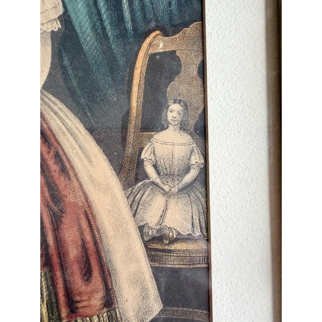 “Mother's Joy” Antique Color Lithograph Print by Kellogg in Carved Wood Adirondack Frame For Sale - Image 12 of 13