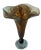 Contemporary Signed Art Glass Amber Pulled Feather Pattern Trumpet Vase For Sale - Image 3 of 10