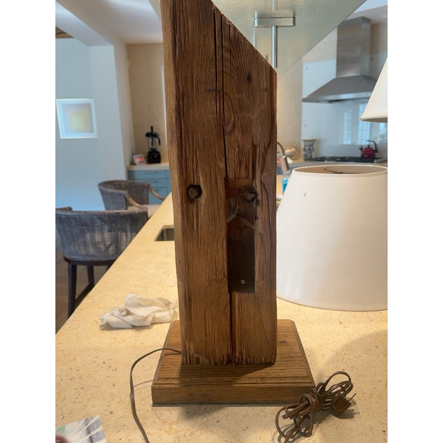 1960s California Modern Sculptural Wood Lamps With/Leonard R. Foss Shades Palm Springs - a Pair For Sale - Image 10 of 12