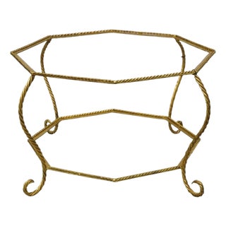 Vintage Italian Hollywood Regency Gold Gilt Iron Rope Metal Coffee Table Base For Sale