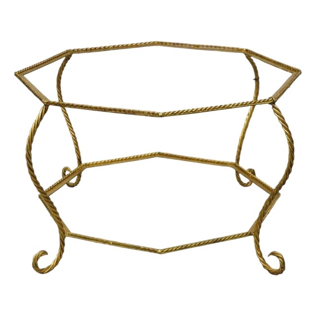Vintage Italian Hollywood Regency Gold Gilt Iron Rope Metal Coffee Table Base For Sale