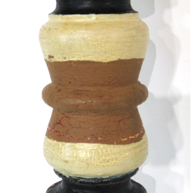 Vintage Folk Art Painted Small Barber Pole For Sale In Cincinnati - Image 6 of 13
