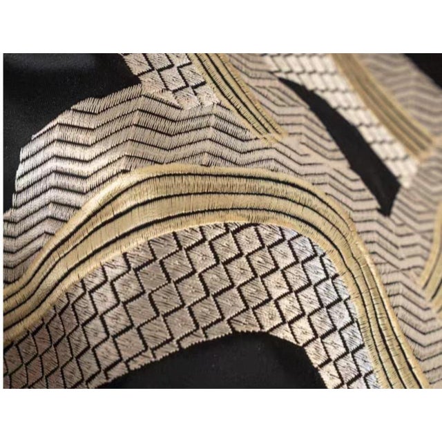 Black Gold Embroidery Lumbar Pillow 11"*19" For Sale - Image 8 of 9