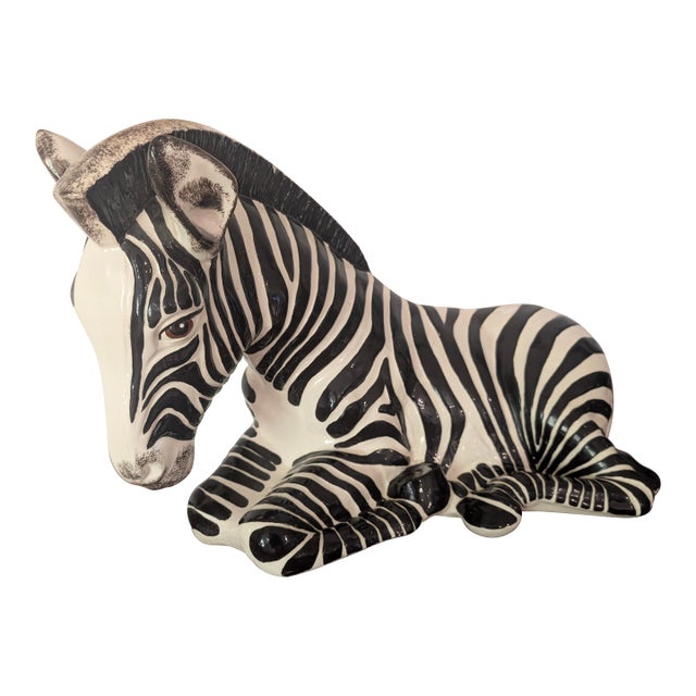 Vintage Pina Black & White Zebra Sculpture For Sale