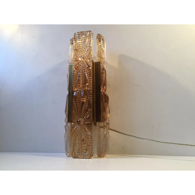 Danish Modern Sunburst Sconce in Amber Glass & Brass from Vitrika, 1960s For Sale - Image 10 of 10