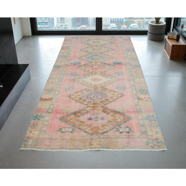 Contemporary 1960s Vintage Muted Color Turkish Area Rug For Sale - Image 3 of 11