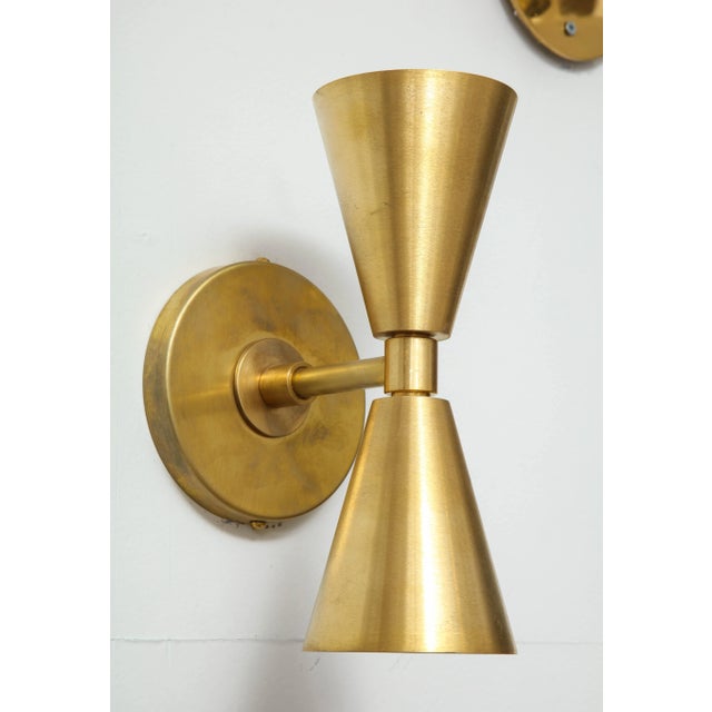 Bespoke Brass Sconces in the Midcentury Manner - a Pair For Sale - Image 4 of 9