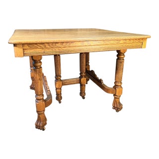 1910s American Square Oak Dining Table For Sale
