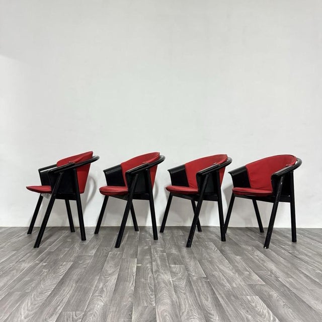 Modern Chairs in Lacquered Wood and Fabric from Pozzi & Verga, 1970s, Set of 4 For Sale - Image 6 of 18