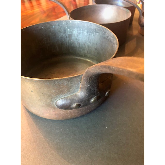 Antique Copper Pot Set - 5 Pieces For Sale - Image 6 of 13