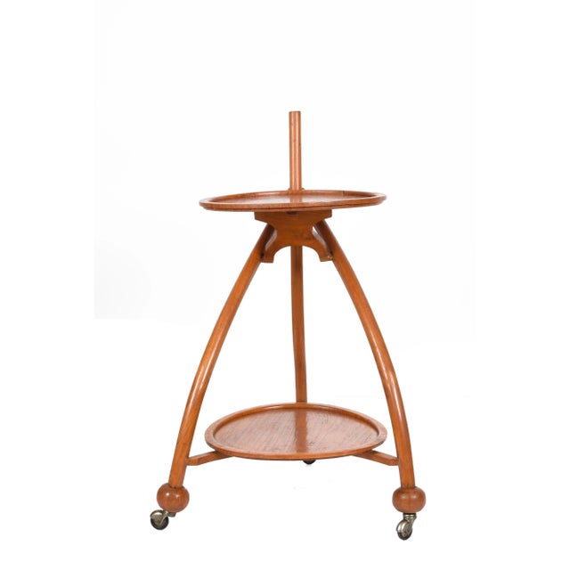 1940s Italian Art Deco Solid Fruitwood Trolley Bar Cart, 1940s For Sale - Image 5 of 15