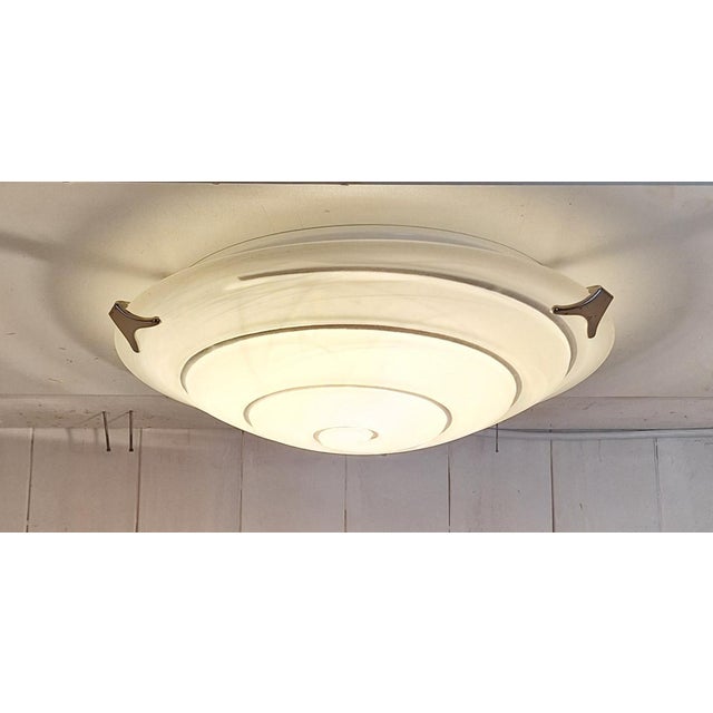 Metal Vintage Ceiling Lamp with White Mottled Glass Shade, 2000s For Sale - Image 7 of 7