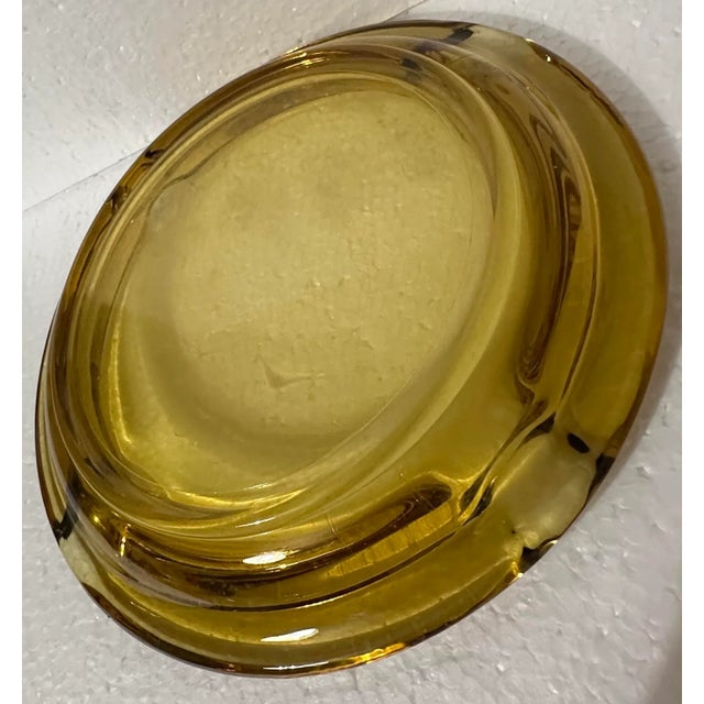 Vintage 1970s Large Amber Glass Ashtray/Catchall For Sale In Orlando - Image 6 of 10