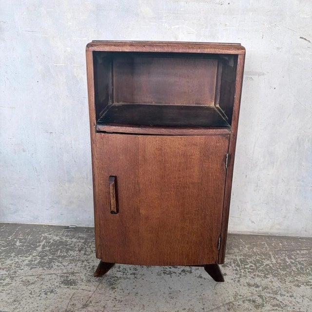 Oak Bedside Cabinet and Compact Utility Cupboard, 1950s For Sale - Image 3 of 7