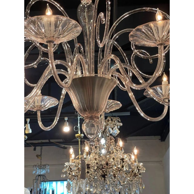 Modern Pink Murano Glass Chandelier With 8 Lights For Sale In Dallas - Image 6 of 11
